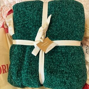 World Market Green Chenille Throw Blanket